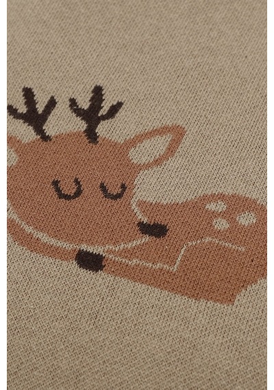 Kız Ve Erkek Bebek Için Triko Örgü Bebek Battaniyesi Kahve Geyik 85cm X85cm Kahve6 Kahve6