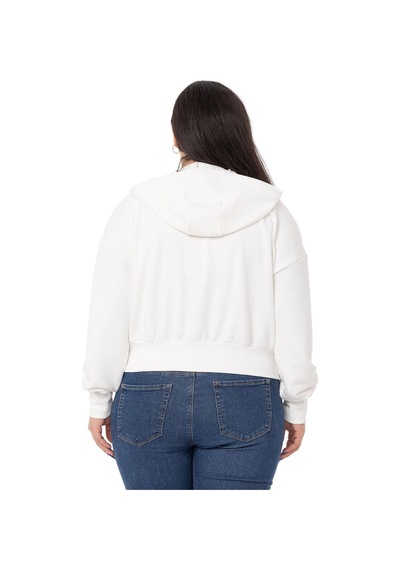 Büyük Beden Kanguru Cepli Kapüşonlu Üç İplik Beyaz Sweatshirt-beyaz Beyaz