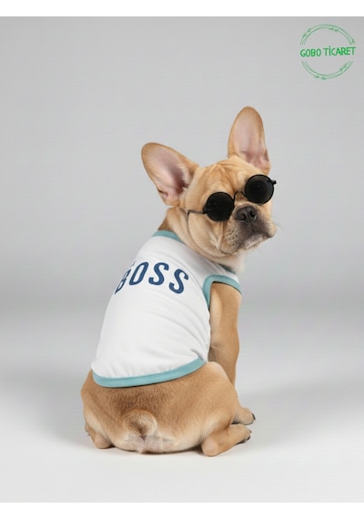 Beyaz The Boss Patron Yazılı Kedi Ve Köpek Kıyafeti Tişörtü Elbisesi Medium/m/beden 2