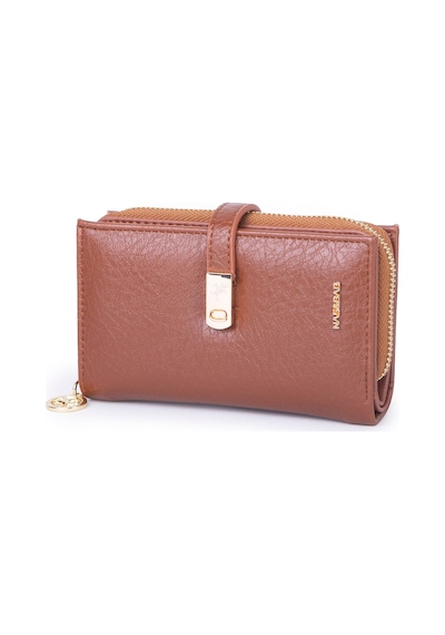 Nas Bag Kadın Orta Boy Kartlık Kağıt Para Ve Bozuk Para Tasarımına Sahip Taba Victoria 16x9 Cm