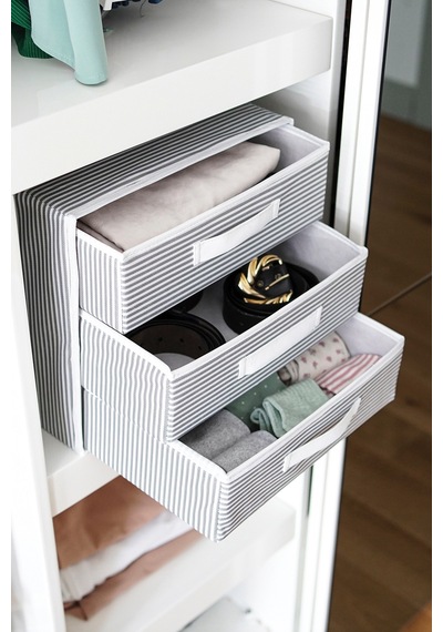 Üç Bölmeli Çekmeceli Organizer & Çok Amaçlı Çekmece-çorap & İç Çamaşır, Bebek Eşyaları Vb. Organizeri 32x32x32 Gri - 930610101 Gri
