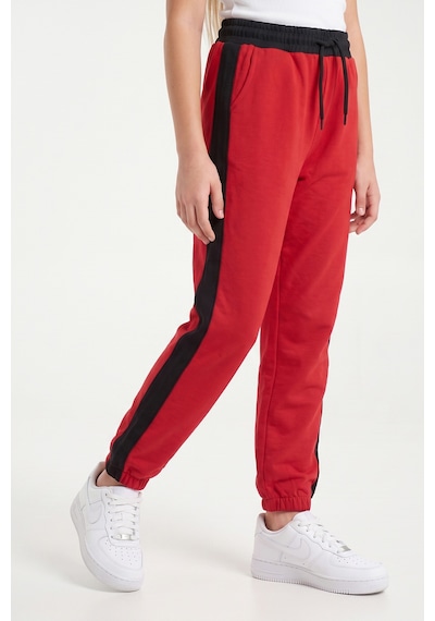 Fyk Kids Kız Çocuk Fitilli Crop Ve Şerit Detaylı Eşofman Takımı Seti Kırmızı