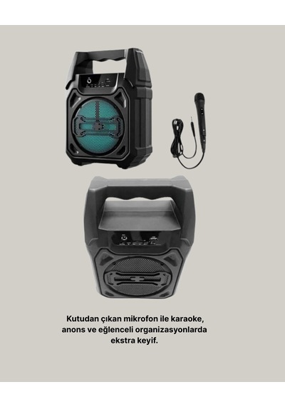 Mey İthalat 15w Güçlü Ses Çıkışlı Bluetooth Hoparlör Fm Radyo Ve Mikrofon Destekli