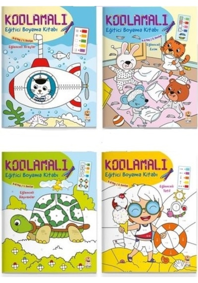 Kodlamalı Eğitici Boyama Seti 4 Kitap