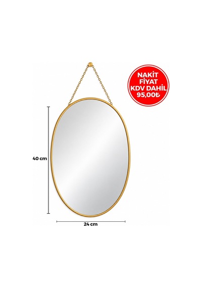 İbico Dekoratif Duvar Aynası Gold Çerçeveli İp Askılı 24x40cm- 18'li Paket