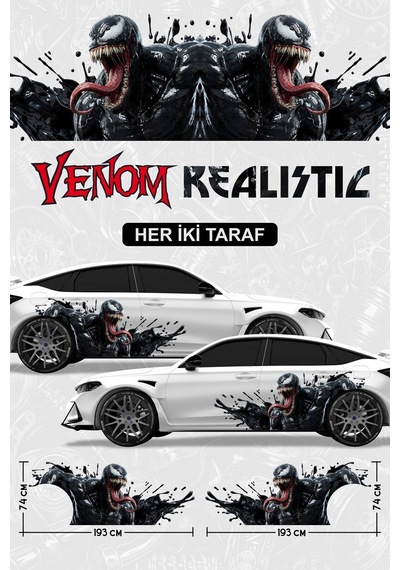 Venom Realıstıc Yan Gövde Kaplama Sticker Çift - 825574607