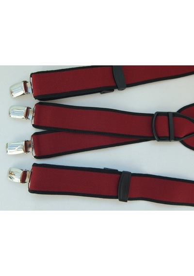 Bordo Pantolon Askısı / Dört Klipsli Bordo
