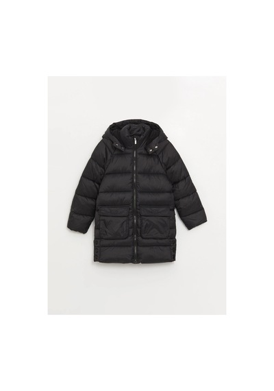 LC Waikiki Lcw Kids Siyah Kapüşonlu Kız Çocuk Şişme Mont