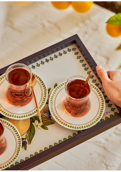 Bella Maison Lemoncello Porselen 6'lı Çay Bardağı Seti 170 Cc Kahverengi