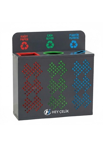 3 Lü Sıfır Atık Geri Dönüşüm Ünitesi Gd-1014 Metal Atık Ayrıştırma Sistemi Hey Çelik