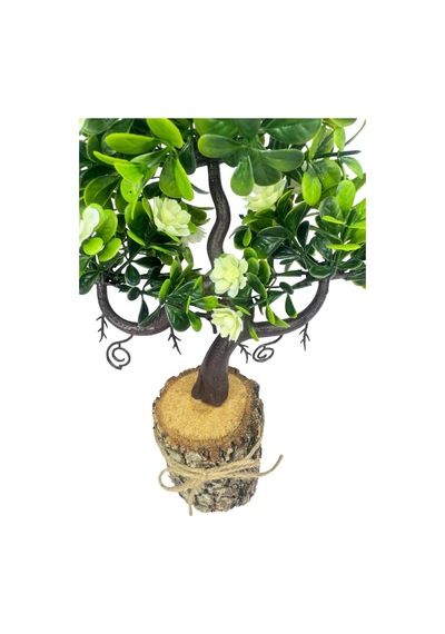 Yapay Çiçek Beyaz Çiçekli Bonsai Ağacı Dekoratif Kütük Saksıda Yapay Ağaç Bonzai Losus Çiçekli