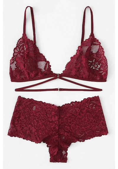 İmoda Kadın Bordo Özel Şık Sütyen Külot Takımı Bordo