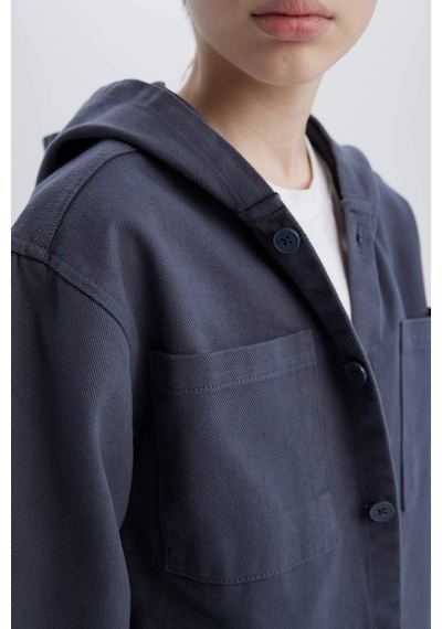 DeFacto Erkek Çocuk Oversize Geniş Kalıp Kapüşonlu Gabardin Uzun Kollu Gömlek D3194A825SPAR153 DeFacto Erkek Çocuk Oversize Geniş Kalıp Kapüşonlu Gabardin Uzun Kollu Gömlek D3194A825SPAR153