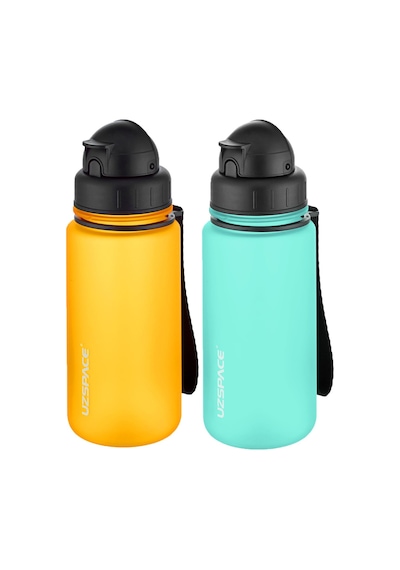 Uzspace 2'li Pipetli Tritan Matara Seti 400 Ml Fiftyfifty -3024seta Turuncu - Buz Mavisi