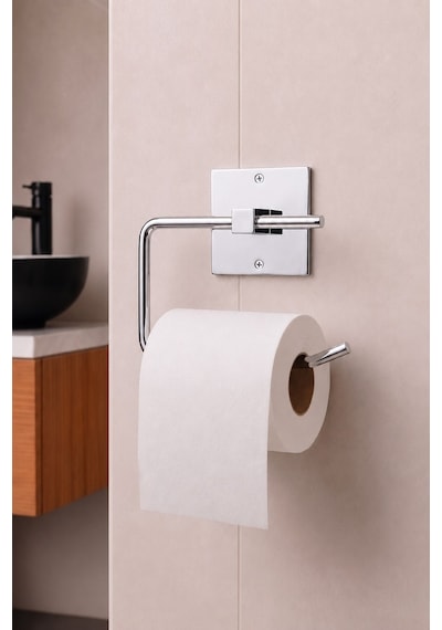 Sas Haus Banyo Düzenleyici Set 4 Parça Yapışkanlı Şampuanlık Tuvalet Kağıtlığı Havluluk Askı Tss-01 Beyaz