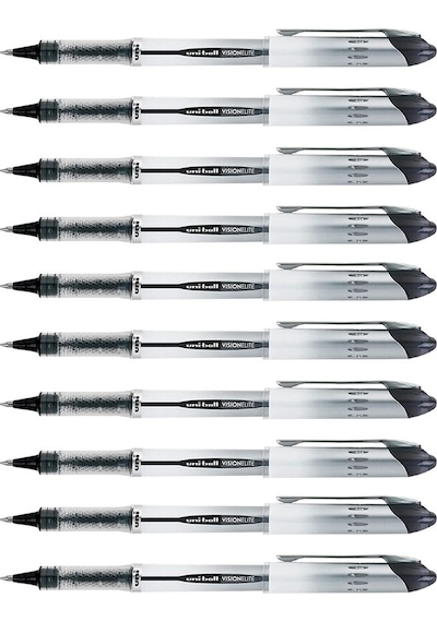 Siyah Pilot Kalem Ub-200 Vision Elite 0.8mm 10 Adet Uniball Pilot Kalem 0.8 Mm Roller Uçlu Pilot Kalem İnce Uçlu Likit Siyah