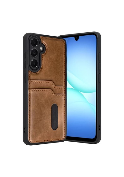 Samsung Galaxy A57 5g Sara Kartvizitli Deri Kılıf - Taba renkli