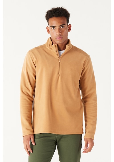 AC&Co / Altınyıldız Classics Anti-Pilling Tüylenme Yapmayan Bato Yaka Erkek Polar Sweatshirt 4A5221100016KRE3XL Karamel