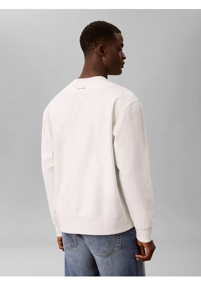 Calvin Klein Ls Premıum Terry Grp, P74 Krem Erkek Sweatshirt