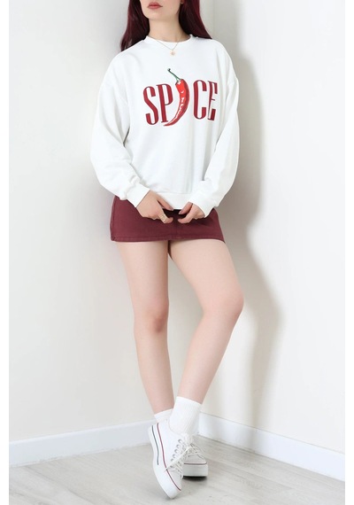 Modi Quzu Baskılı Sweatshirt Beyaz - 75366.2002. 2beyaz