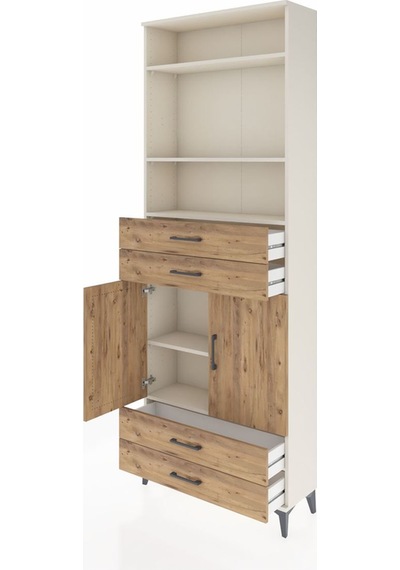Arges Dolap 5 Raflı 4 Çekmeceli 2 Kapaklı 88x30x243 Aytaşı-çam Aytaşı