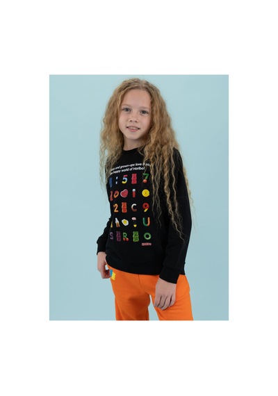 Haribo Siyah Baskılı Mix Çocuk Sweatshirt Siyah
