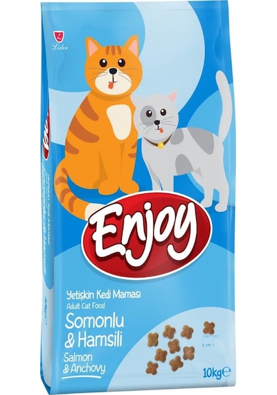 Enjoy Somonlu ve Hamsili Yetişkin Kedi Maması 10 KG