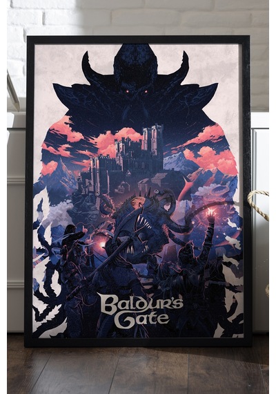 Baldurs Gate Siyah Ahşap Çerçeveli Poster, Dekoratif Oyun Duvar Tablosu