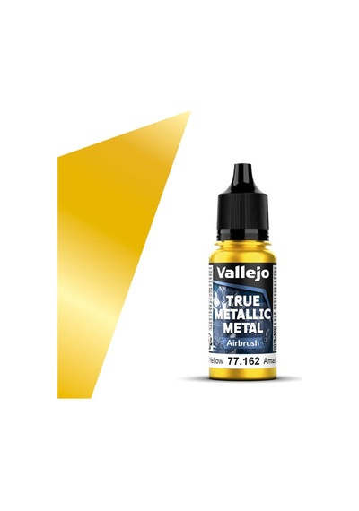 Vallejo 77162 18 Ml. Radiant Yellow, Airbrush, True Metallic Metal Tmm Serisi Model Boyası Renkli