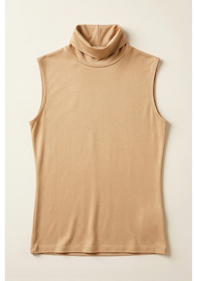 Ivoire Wear Kadın 2'li Balıkçı Yaka Sıfır Kol Viskon Body Set Ekru Bej
