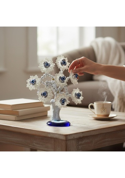 Feng Shui Nazar Boncuğu Ağacı Servet Çakra Şans Ağacı Biblo 20 Cm. Ev Ofis Yeni Yıl Hediyesi Model 3