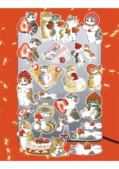 Strawberry Cat Sticker Seti Laptop Ajanda Notebook Tablet Telefon Defter Etiket Bullet Journal Diğer