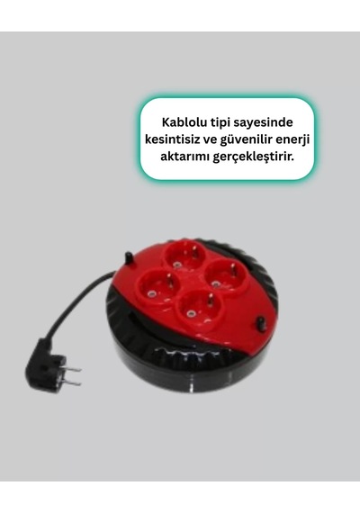 Hepsi 5 Metre Kablolu 4 Lü Kırmızı Priz Makara Najmaddin