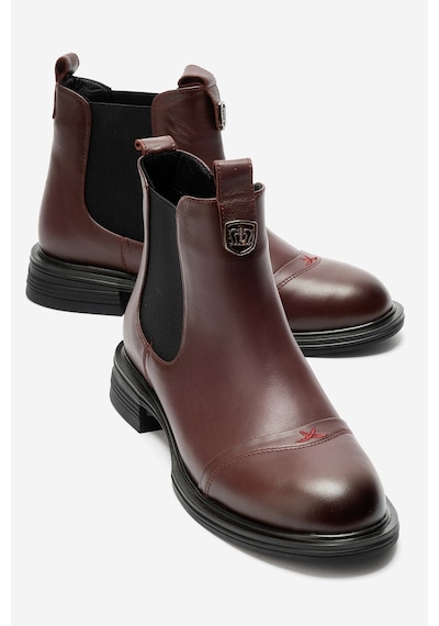 Luvi Shoes Sıdney Bordo Cilt Hakiki Deri Tokalı Lastikli Kadın Bot