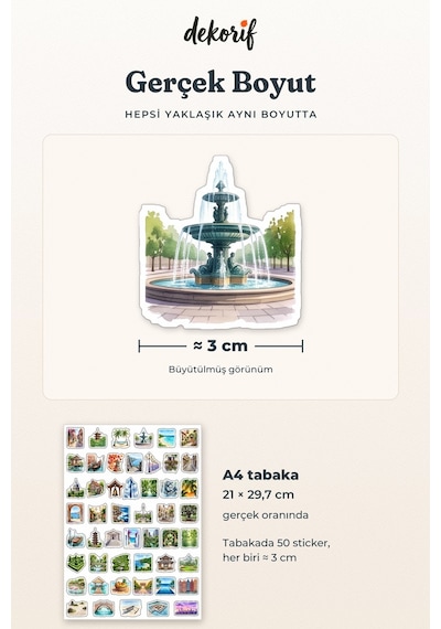 Sevimli Şehir Sticker Seti 100 Adet - Rüya Şehirler Suluboya Ajanda Journal Defter Laptop Çıkartma Çok Renkli