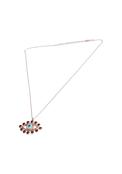 Opal Taşlı Ve Mine İşlemeli Gümüş Göz Kolye Rose Gold