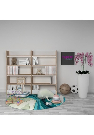 Montessori Krem Kitaplık Mdf Sis Gri Montessori Krem Kitaplık Mdf Sis Gri