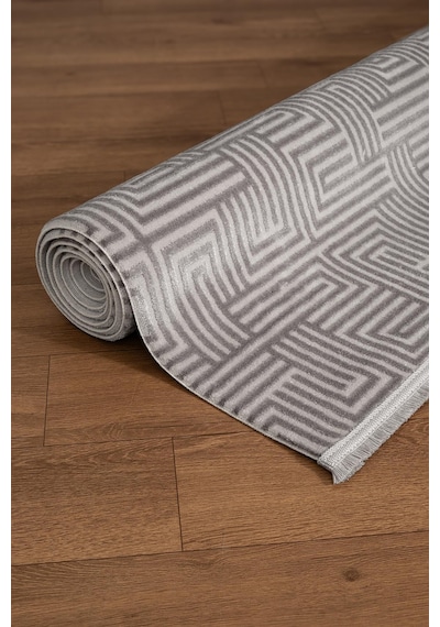 Clay Ct005a Gri Halı Modern Desenli Triko Akrilik Pamuk Tabanlı Kaymaz Salon Oturma Odası Halısı