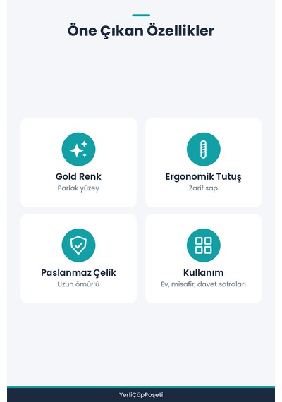 Tatlı Kaşığı Seti - 6 Parça - Paslanmaz Çelik Gold