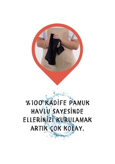 Star Ayar Askılı Havlulu Mutfak Önlüğü Seti Havlulu Önlük Krem-siyah