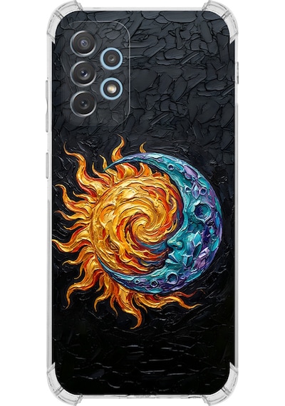 Samsung Uyumlu Galaxy A53 İle Köşe Korumalı Kılıf Metamorfoz Kozmik Dans Tasarımlı Uv Baskılı Şeffaf