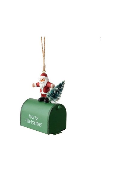 1 Adet 10x8x4cm Posta Kutusunda Noel Baba Ağaç Süsü