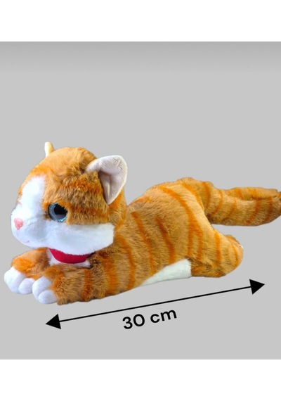 Sevimli Kedi Peluş Yavru Kedi Sesli Miyavlayan Peluş Kedi Uyku Arkadaşı 30 Cm Turuncu