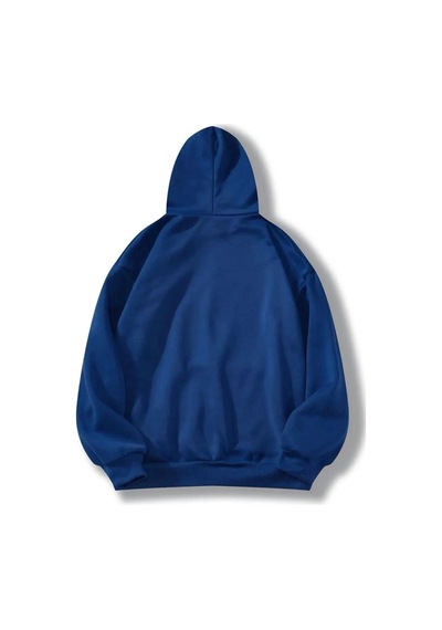 Vintage Baskılı Oversize Sweatshirt Mavi