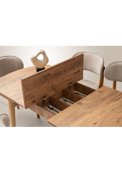 Mono Kaşıklıklı Masa, Verda Sandalye, Dışbudak, 140x80 Açık Ceviz