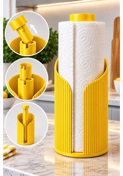 Modern Rulo Peçetelik 3d Tasarım Ürünü Yemek Masası Peçetelik Sarı Sarı