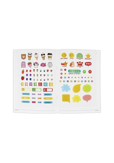 Çizgili Stickerli Kraft Kapak Defter Mavi 18,5 26 50 Yp. Turuncu Çok Renkli
