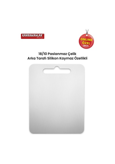 Kesme Panosu Paslanmaz Çelik Kesme Tahtası 33x25 Cm Gri