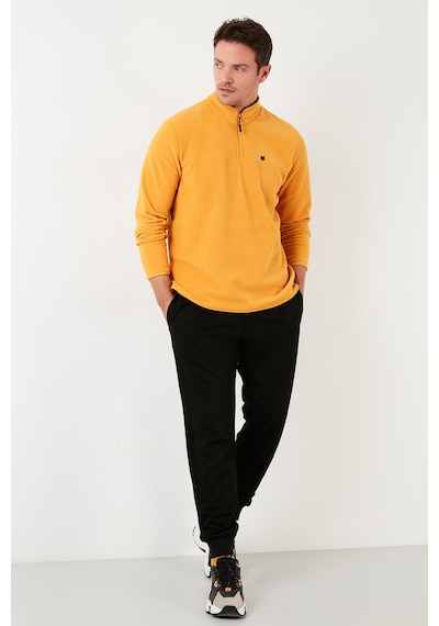 Buratti Slim Fit Anti-Pilling Tüylenme Yapmayan Bato Yaka Kışlık Şardonlu Erkek Polar 5906001 Hardal