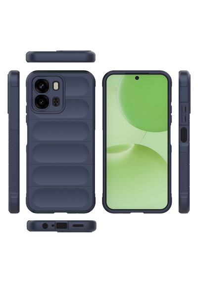 Oppo A6x Kılıf Darbe Emici Leke Tutmaz Esnek Tpu Oyuklu Arka Yüzey Tasarımlı Zore Etnik Silikon Kapak Lacivert